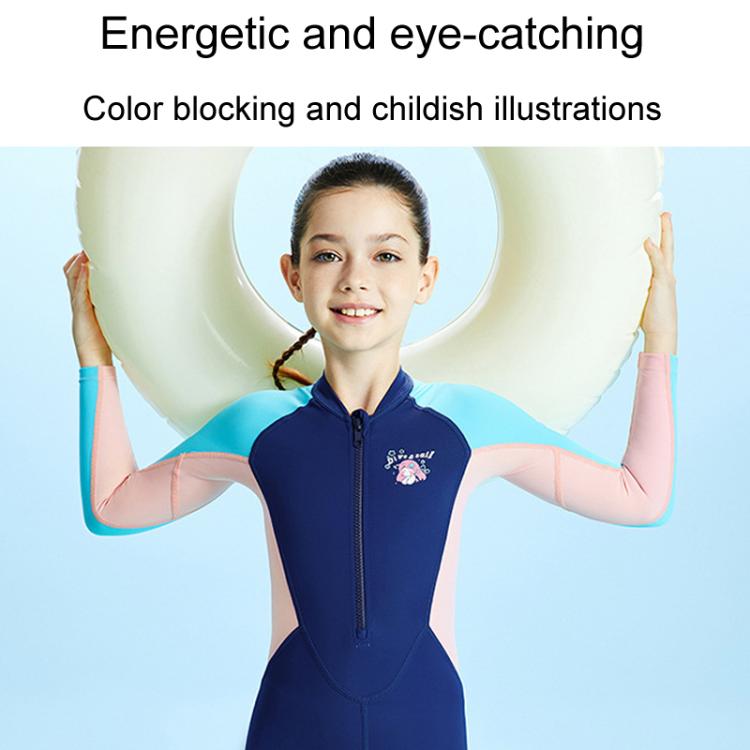 DIVE & SAIL Children Outdoor Long Sleeve One-Piece Snorkeling Maternity Suit Kids Sunscreen Quick Dry Beach Swimsuit, S, M, L, XL, XXL