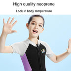 DIVE & SAIL 2.5MM Short Sleeve One-Piece Warm Kids Wetsuit Snorkeling Cold Resistant Swimsuit, S, M, L, XL, XXL