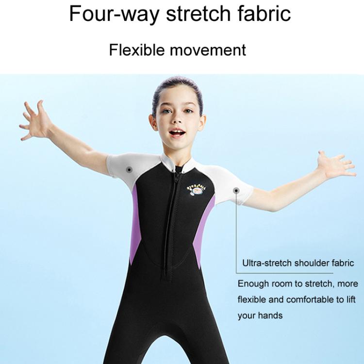 DIVE & SAIL 2.5MM Short Sleeve One-Piece Warm Kids Wetsuit Snorkeling Cold Resistant Swimsuit, S, M, L, XL, XXL