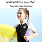 DIVE & SAIL 2.5MM Short Sleeve One-Piece Warm Kids Wetsuit Snorkeling Cold Resistant Swimsuit, S, M, L, XL, XXL