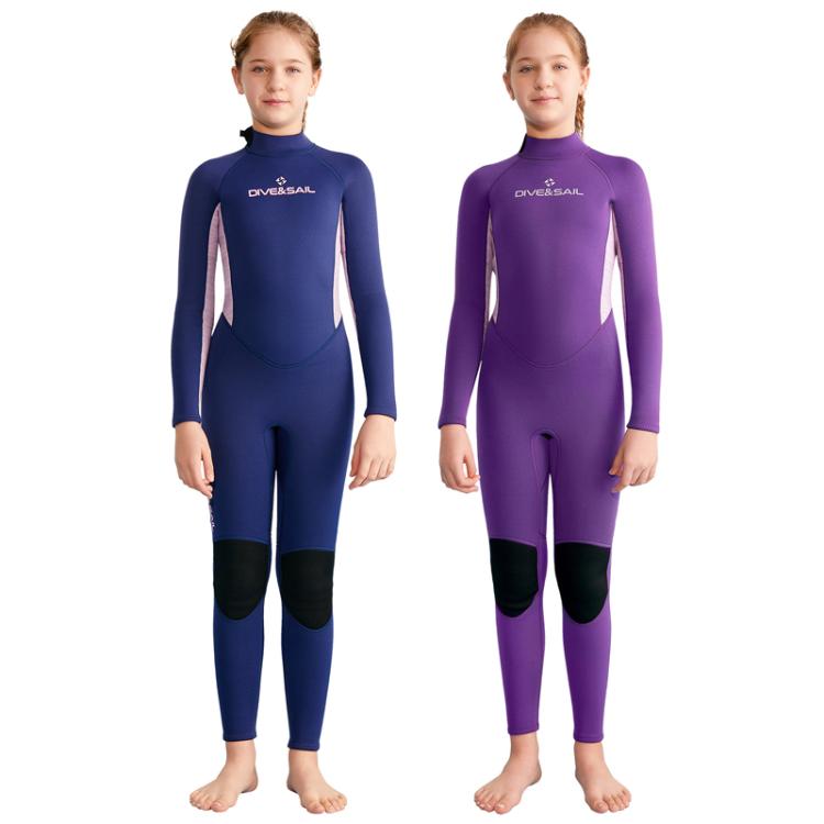 DIVE & SAIL 2.5MM Kids Long Sleeve One-Piece Wetsuit Youth Warm Snorkeling Surf Suit, 8, 10, 12, 14, 16
