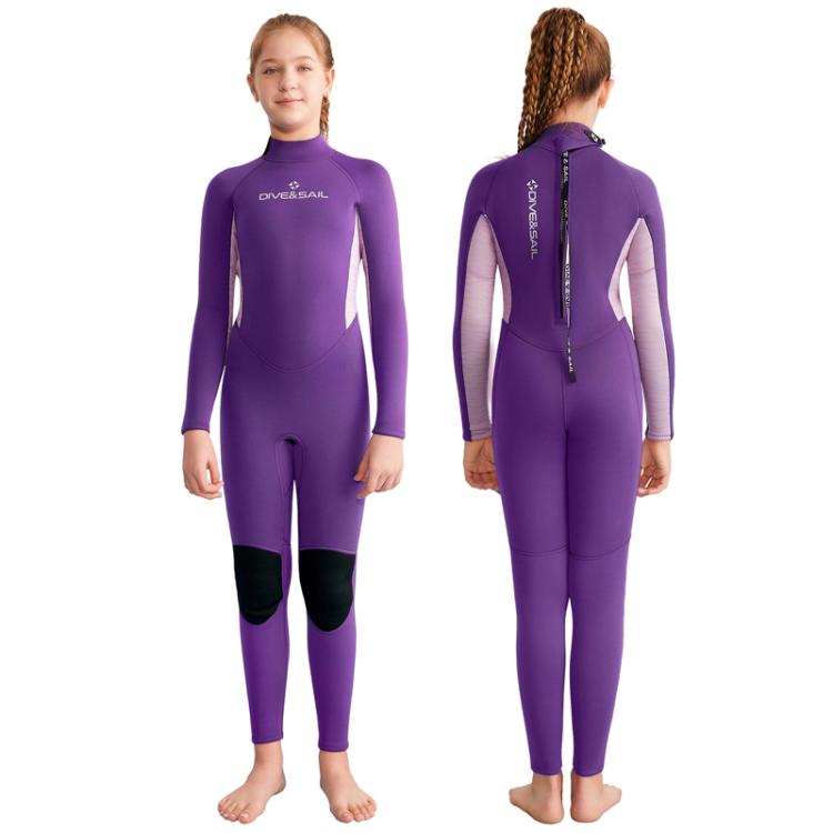 DIVE & SAIL 2.5MM Kids Long Sleeve One-Piece Wetsuit Youth Warm Snorkeling Surf Suit, 8, 10, 12, 14, 16