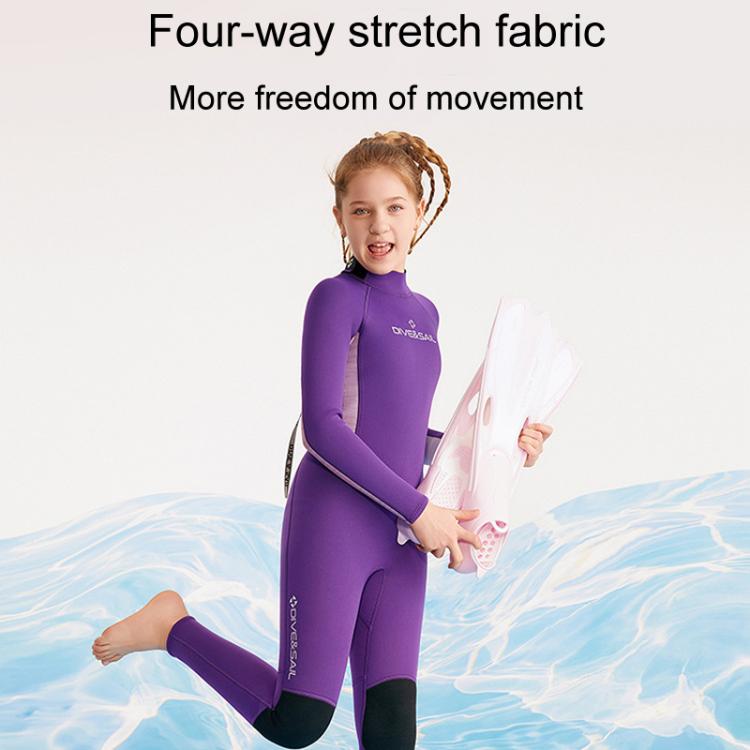 DIVE & SAIL 2.5MM Kids Long Sleeve One-Piece Wetsuit Youth Warm Snorkeling Surf Suit, 8, 10, 12, 14, 16