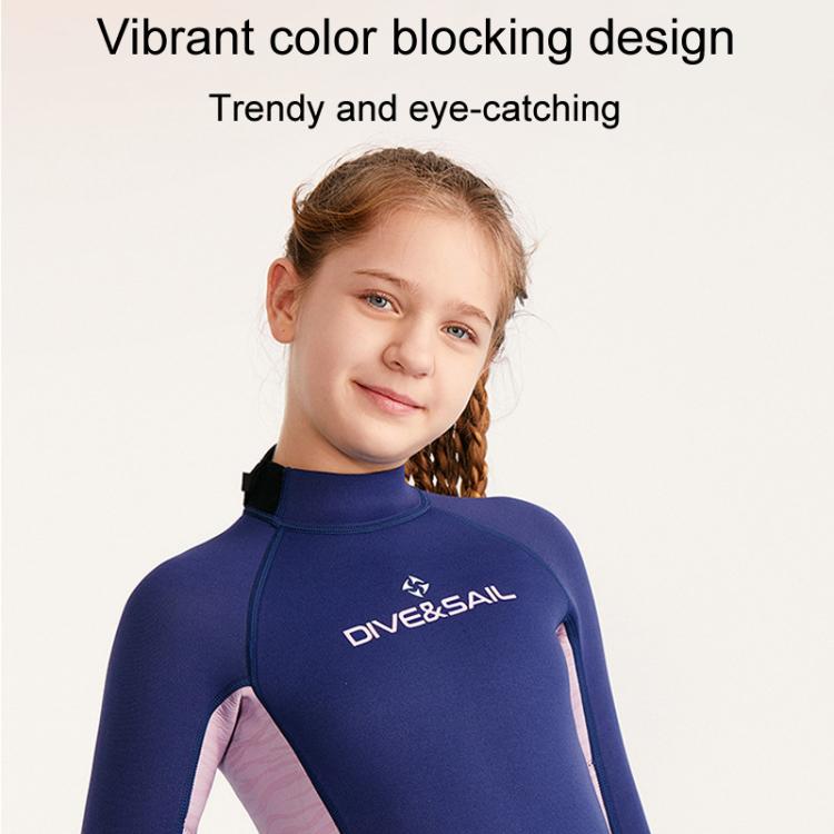 DIVE & SAIL 2.5MM Kids Long Sleeve One-Piece Wetsuit Youth Warm Snorkeling Surf Suit, 8, 10, 12, 14, 16