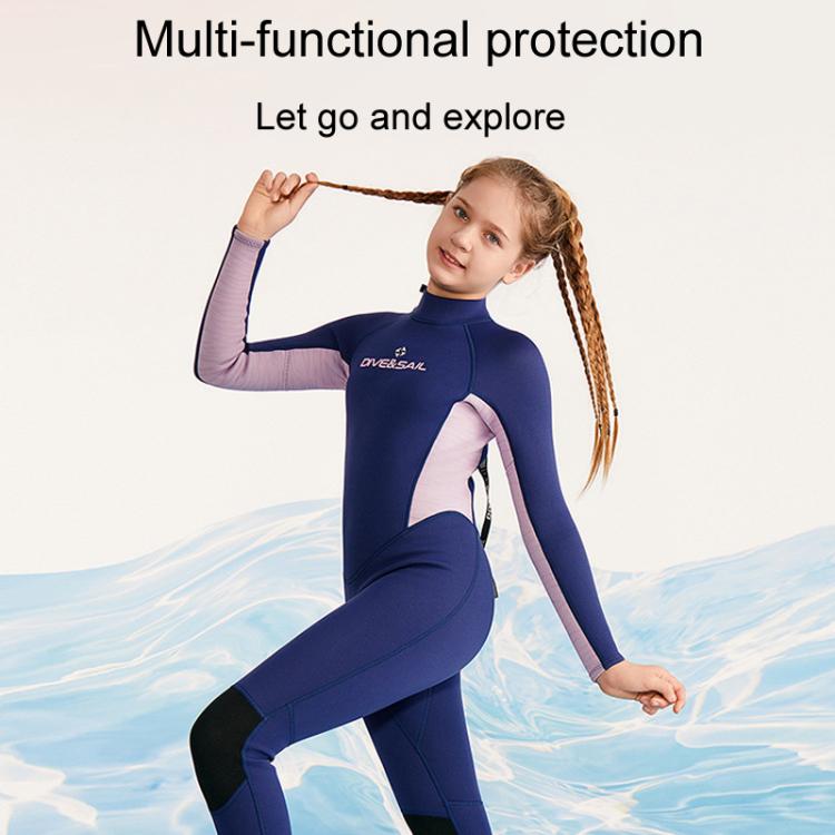 DIVE & SAIL 2.5MM Kids Long Sleeve One-Piece Wetsuit Youth Warm Snorkeling Surf Suit, 8, 10, 12, 14, 16