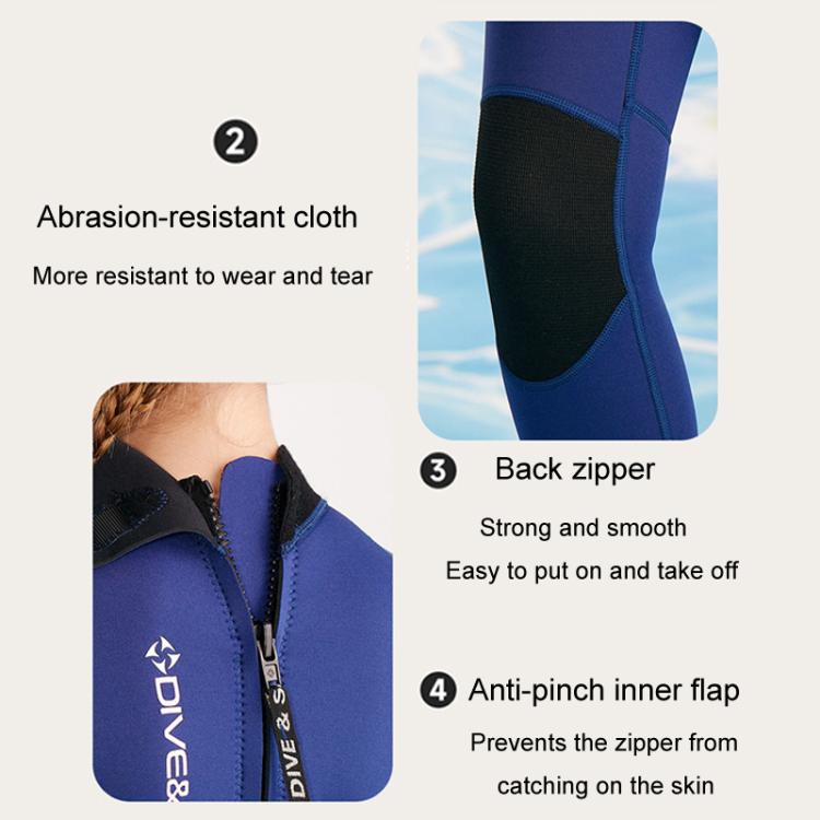DIVE & SAIL 2.5MM Kids Long Sleeve One-Piece Wetsuit Youth Warm Snorkeling Surf Suit, 8, 10, 12, 14, 16