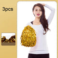 3pcs Shining Metallic Foil Cheerleader Pompoms With Finger Ring Cheerleading Hand Shake Flower Ball For Dance Performance, Medium Gold, Medium Silver, Medium Green, Large Gold, Large Silver, Large Green, Medium Embossed Colorful Clouds                 ...