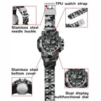 SANDA 3359 Outdoor Sports Watch Waterproof Camouflage Electronic Watch, Black, Black White, Gray Black, Gray White, Green Black, Green White, Yellow Black, Yellow White