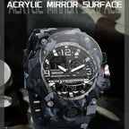 SANDA 3359 Outdoor Sports Watch Waterproof Camouflage Electronic Watch, Black, Black White, Gray Black, Gray White, Green Black, Green White, Yellow Black, Yellow White