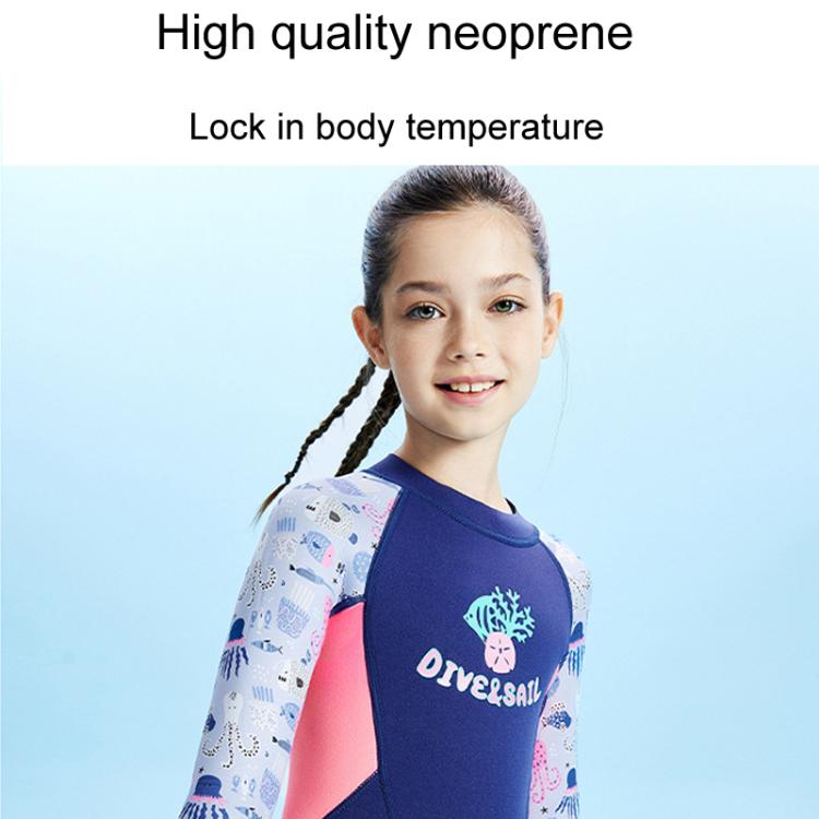 DIVE & SAIL M155589K 2.5MM One-Piece Warm Kids Wetsuit Long Sleeve Snorkeling Surf Suit, S, M, L, XL, XXL