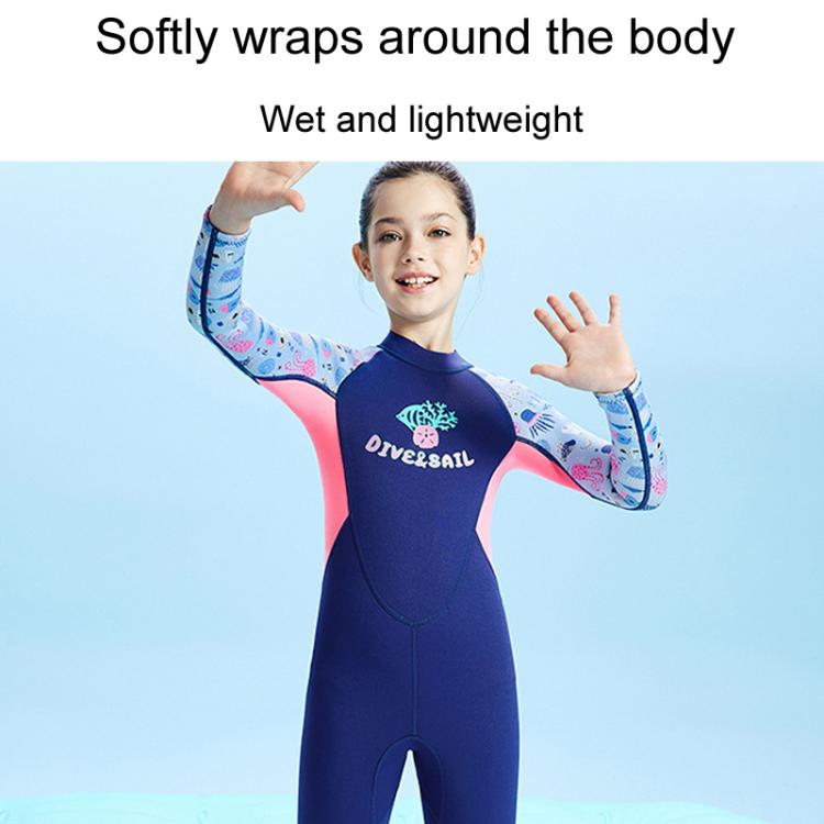 DIVE & SAIL M155589K 2.5MM One-Piece Warm Kids Wetsuit Long Sleeve Snorkeling Surf Suit, S, M, L, XL, XXL