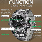 SANDA 3355 Camouflage Multifunction Watch Alarm Clock Waterproof Electronic Watch, Black, Black White, Green Black, Green White, Gray Black, Gray White, Yellow Black, Yellow White