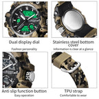 SANDA 3355 Camouflage Multifunction Watch Alarm Clock Waterproof Electronic Watch, Black, Black White, Green Black, Green White, Gray Black, Gray White, Yellow Black, Yellow White