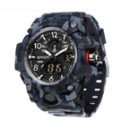 SANDA 3358 Camouflage Series Men Watch Alarm Clock Waterproof Electronic Watch, Black, Black White, Gray Black, Gray White, Green Black, Green White, Yellow Black, Yellow White