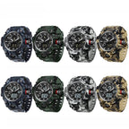 SANDA 3358 Camouflage Series Men Watch Alarm Clock Waterproof Electronic Watch, Black, Black White, Gray Black, Gray White, Green Black, Green White, Yellow Black, Yellow White