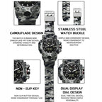SANDA 3358 Camouflage Series Men Watch Alarm Clock Waterproof Electronic Watch, Black, Black White, Gray Black, Gray White, Green Black, Green White, Yellow Black, Yellow White