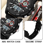 SANDA 3372 Dual Display Chronograph Alarm Clock Electronic Watch Outdoor Waterproof Luminous Sports Watch, Black, Black White, Army Green, Black Blue, Red, Orange