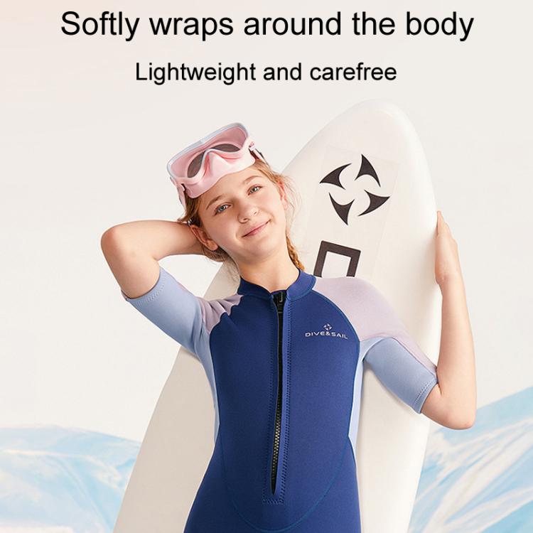 DIVE & SAIL 2.5mm Kids Warm Short Sleeve One-Piece Wetsuit Youth Snorkeling Surf Suit, 8, 10, 12, 14, 16