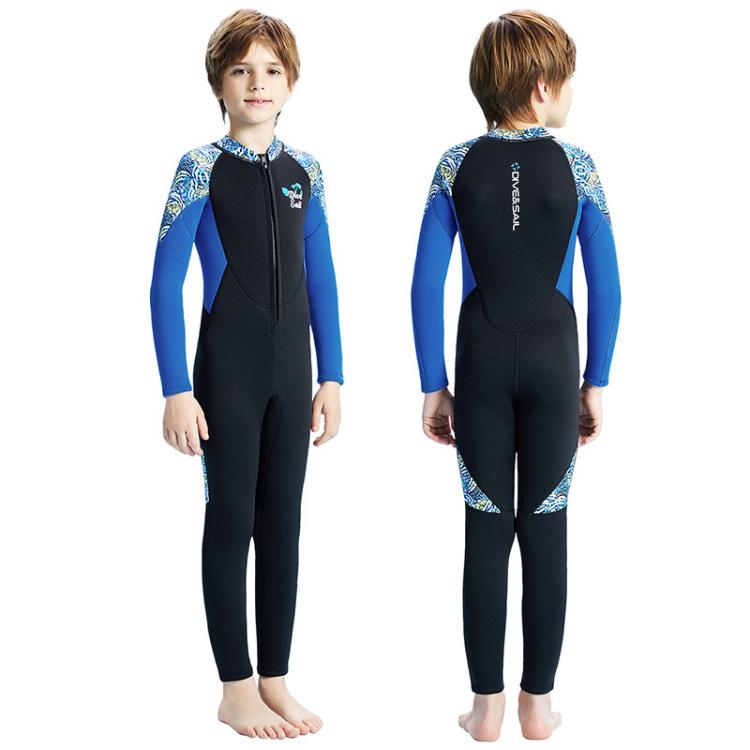 DIVE & SAIL 2.5MM Children Thickened Warm One-Piece Long Sleeve Wetsuit Anti-Cold Snorkeling Surf Suit, S, M, L, XL, XXL