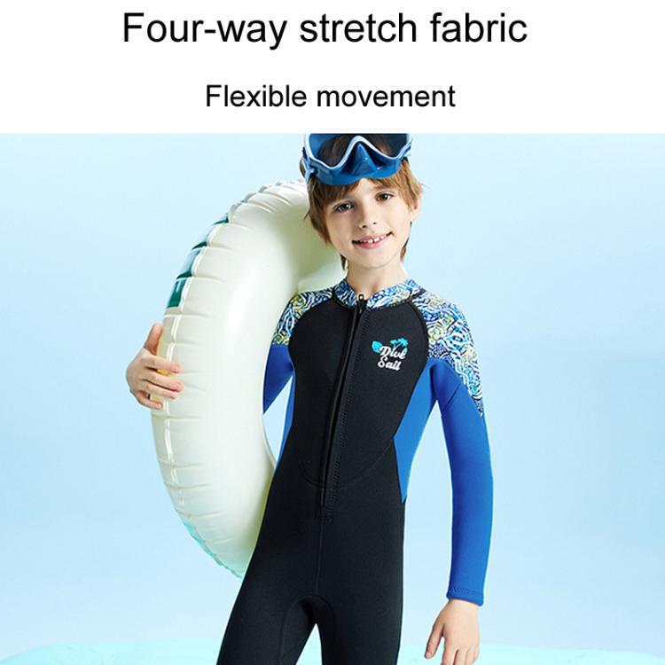 DIVE & SAIL 2.5MM Children Thickened Warm One-Piece Long Sleeve Wetsuit Anti-Cold Snorkeling Surf Suit, S, M, L, XL, XXL