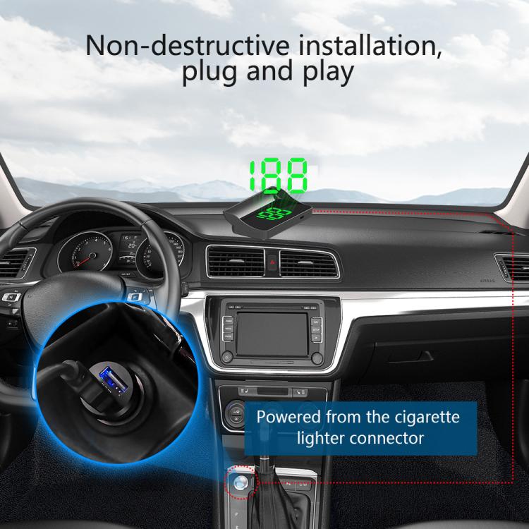 W1 Car HUD Head-up Display GPS Speedometer Speed Display, KM, MPH