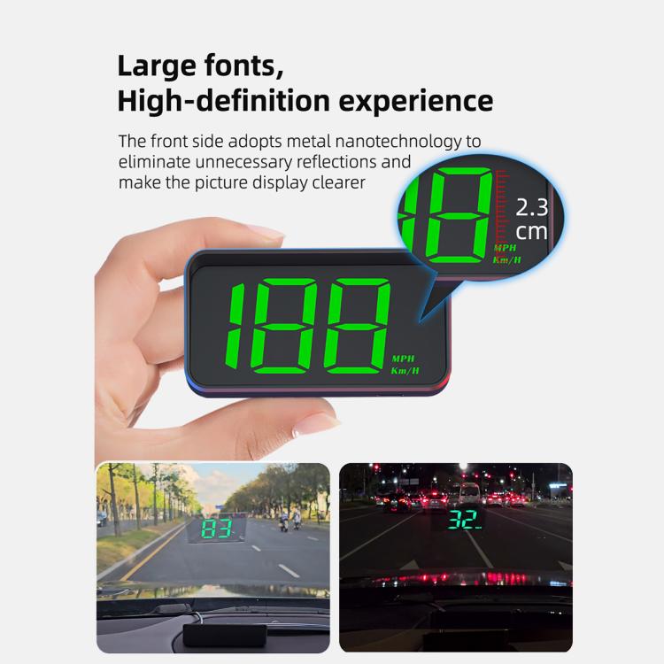 M2 Universal Cars HUD Head-up Display GPS HD Speedometer, KM/H, MPH