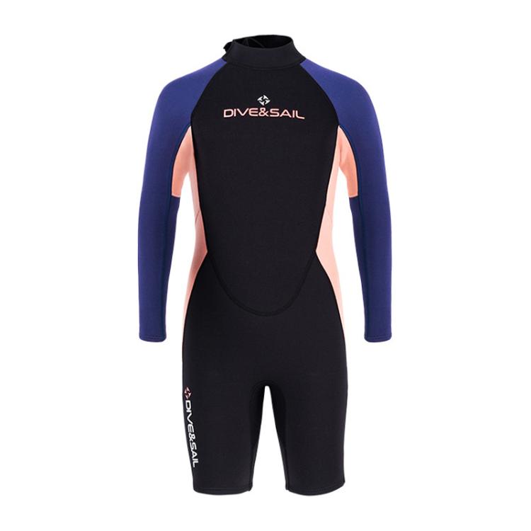 DIVE & SAIL 2.5MM Kids Long Sleeve One-Piece Warm Wetsuit Youth Snorkeling Surf Shorts, 8, 10, 12, 14, 16