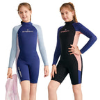 DIVE & SAIL 2.5MM Kids Long Sleeve One-Piece Warm Wetsuit Youth Snorkeling Surf Shorts, 8, 10, 12, 14, 16