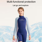 DIVE & SAIL 2.5MM Kids Long Sleeve One-Piece Warm Wetsuit Youth Snorkeling Surf Shorts, 8, 10, 12, 14, 16