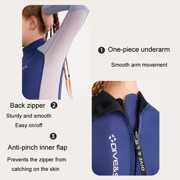 DIVE & SAIL 2.5MM Kids Long Sleeve One-Piece Warm Wetsuit Youth Snorkeling Surf Shorts, 8, 10, 12, 14, 16