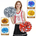 3pcs Cheerleading Pompoms Cheerleader Hand Shake Flower Ball Dance Performance Pompoms, Encrypted Ring Red With Gold, Encrypted Ring Red With Silver, Encrypted Ring Gold With Silver, Matte Large Encrypted Ring Blue Yellow White                         ...