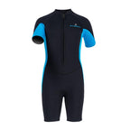 DIVE & SAIL 2.5MM Kids Short Sleeve One-Piece Warm Wetsuit Youth Snorkeling And Surfing Shorts, 8, 10, 12, 14, 16