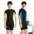 DIVE & SAIL 2.5MM Kids Short Sleeve One-Piece Warm Wetsuit Youth Snorkeling And Surfing Shorts, 8, 10, 12, 14, 16