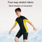 DIVE & SAIL 2.5MM Kids Short Sleeve One-Piece Warm Wetsuit Youth Snorkeling And Surfing Shorts, 8, 10, 12, 14, 16