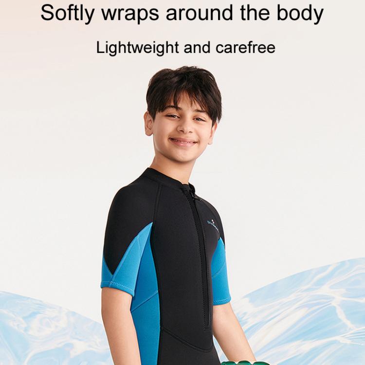 DIVE & SAIL 2.5MM Kids Short Sleeve One-Piece Warm Wetsuit Youth Snorkeling And Surfing Shorts, 8, 10, 12, 14, 16