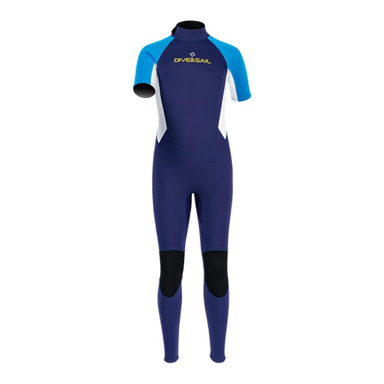 DIVE & SAIL 2.5MM Kids Short Sleeve Warm One-Piece Wetsuit Youth Snorkeling And Surfing Pants, 8, 10, 12, 14, 16