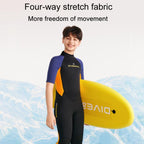 DIVE & SAIL 2.5MM Kids Short Sleeve Warm One-Piece Wetsuit Youth Snorkeling And Surfing Pants, 8, 10, 12, 14, 16