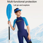 DIVE & SAIL 2.5MM Kids Short Sleeve Warm One-Piece Wetsuit Youth Snorkeling And Surfing Pants, 8, 10, 12, 14, 16