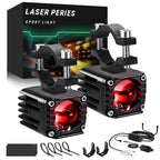 40W Motorcycle Wired Switch Integrated Waterproof Demon Eye Spotlight, Red Light