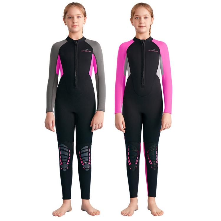 DIVE & SAIL 2.5MM Kids One-Piece Warm Swimsuit Youth Long Sleeve Snorkeling Surfing Suit, 8, 10, 12, 14, 16