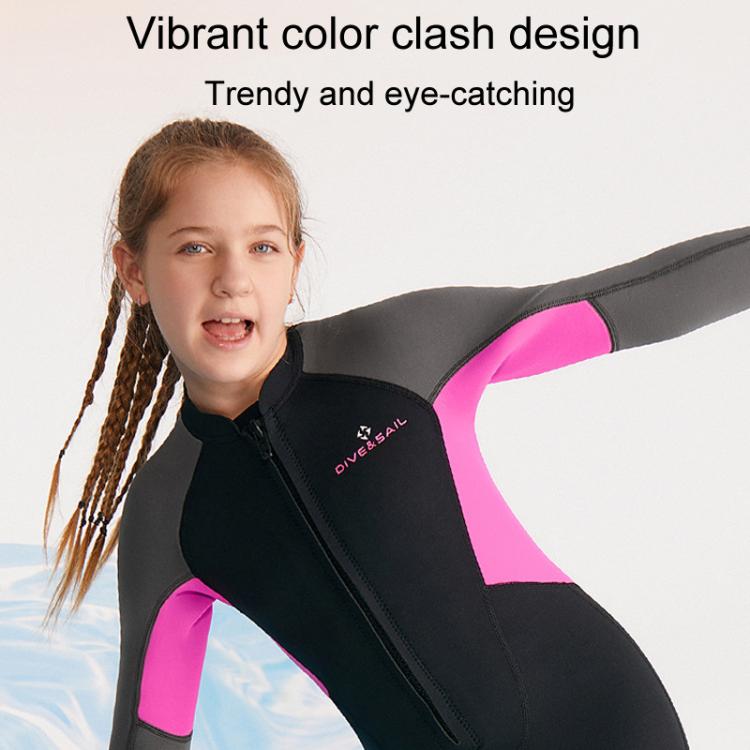 DIVE & SAIL 2.5MM Kids One-Piece Warm Swimsuit Youth Long Sleeve Snorkeling Surfing Suit, 8, 10, 12, 14, 16