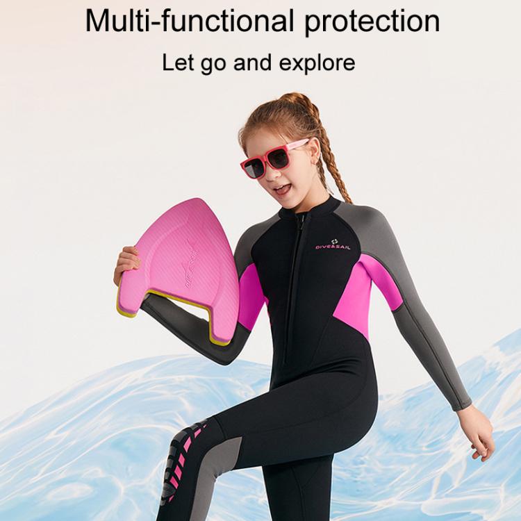 DIVE & SAIL 2.5MM Kids One-Piece Warm Swimsuit Youth Long Sleeve Snorkeling Surfing Suit, 8, 10, 12, 14, 16