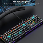 USB Wired RGB Mechanical Metal Gaming Keyboard, iMICE GK-600, iMICE GK-600 With Hand Rest