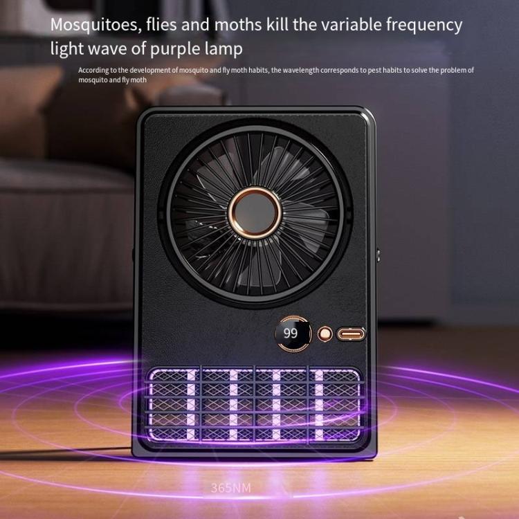2-in-1 Household Electric Fan Mosquito Killer Lamp LED Digita lDesktop Fan, Plug-in Black, Plug-in White, 3000mAh Black, 3000mAh White
