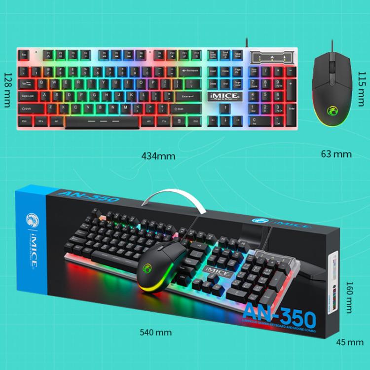 iMICE AN-350 Suspended Keycaps Mechanical Feeling Glowing Wired Gaming Keyboard and Mouse Set