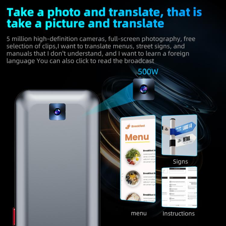 3.1-inch Screen Multilanguage AI Translator Device 139 Online/17 Offline Languages, Real-Time Voice/Photo/Text Translation, Z15W