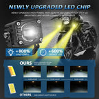 40W Motorcycle Wired Switch Integrated Waterproof Demon Eye Spotlight, Blue Light