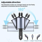 100W Metal Car Retractable Cable Cigarette Lighter Charger, 8 Pin+TYPE-C, 8 Pin+8 Pin (2.4A), TYPE-C+TYPE-C (PD+QC)