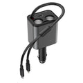 120W 1 To 2 Retractable USB Car Fast Charging Charger With Cigarette Lighter