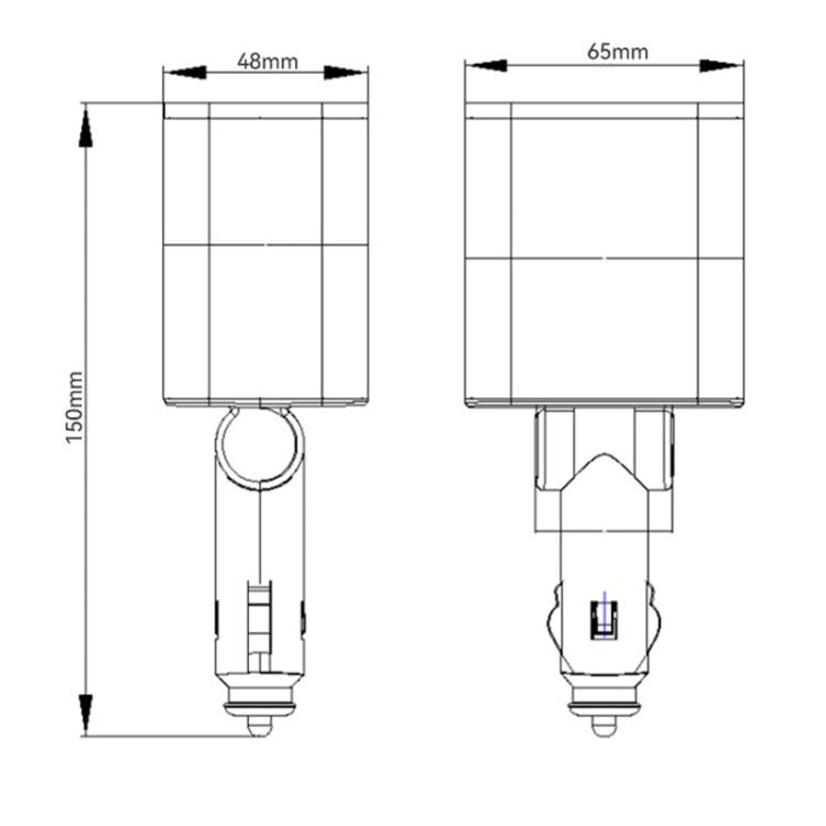 120W 1 To 2 Retractable USB Car Fast Charging Charger With Cigarette Lighter